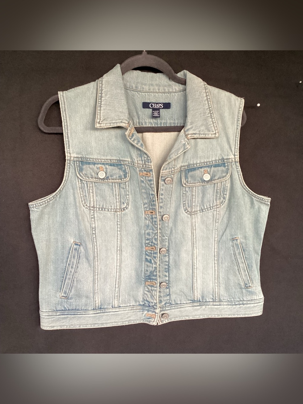 Chaps Denim button front vest
